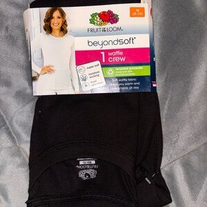 Fruit of the Loom Black Waffle Crew Top